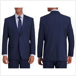 NWT Haggar Stretch Houndstooth Classic Fit 2 Button Center Vent Suit Jacket 50 L